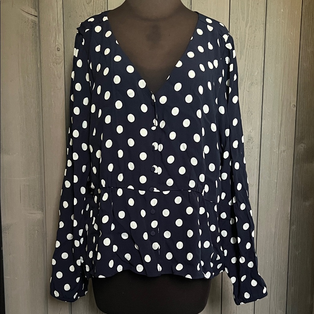 Polka Dot Peplum Blouse